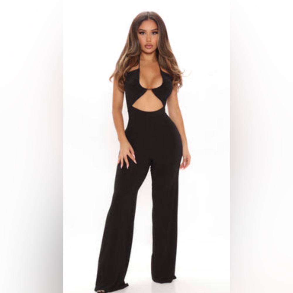 Black wide leg jumpsuit